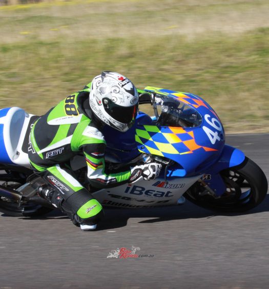 Andrew seemed to fit perfectly on the TZ250 despite its scaled down dimensions.