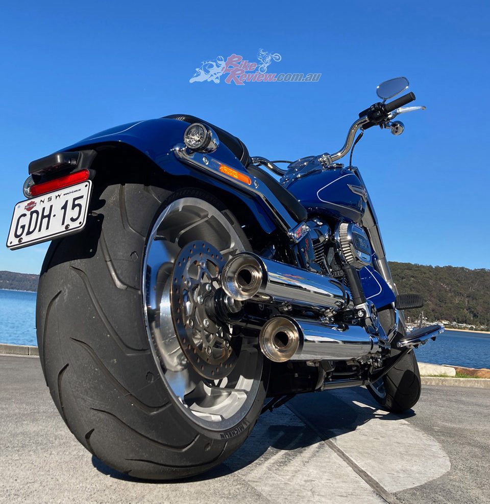 Running a massive 240-section 18in back tyre and a 160-section front, cornering is second to looks on a bike like this. 